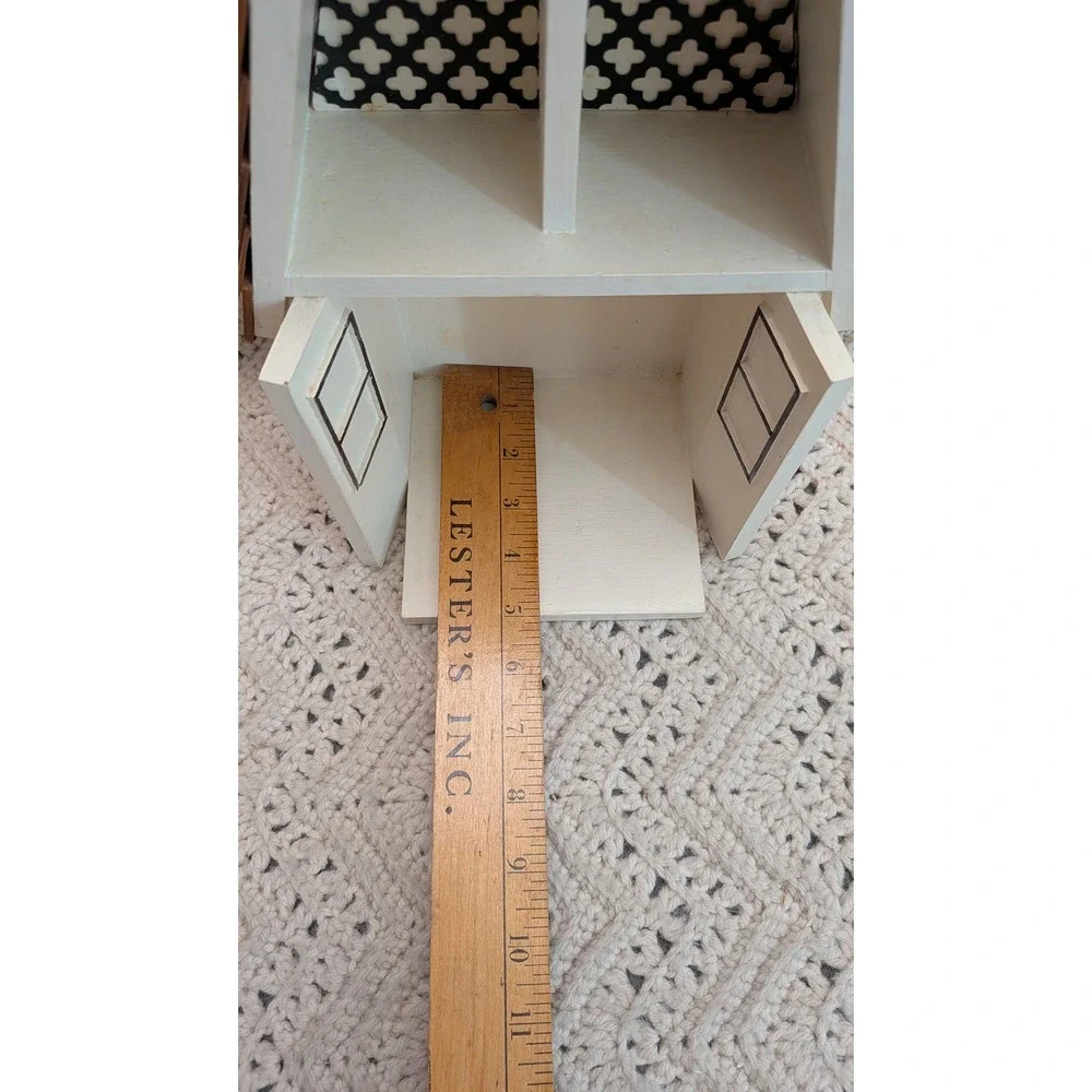 Handmade Wooden A-Frame House Shadow Box Wall Shelf Shingle Roof Cream 15in